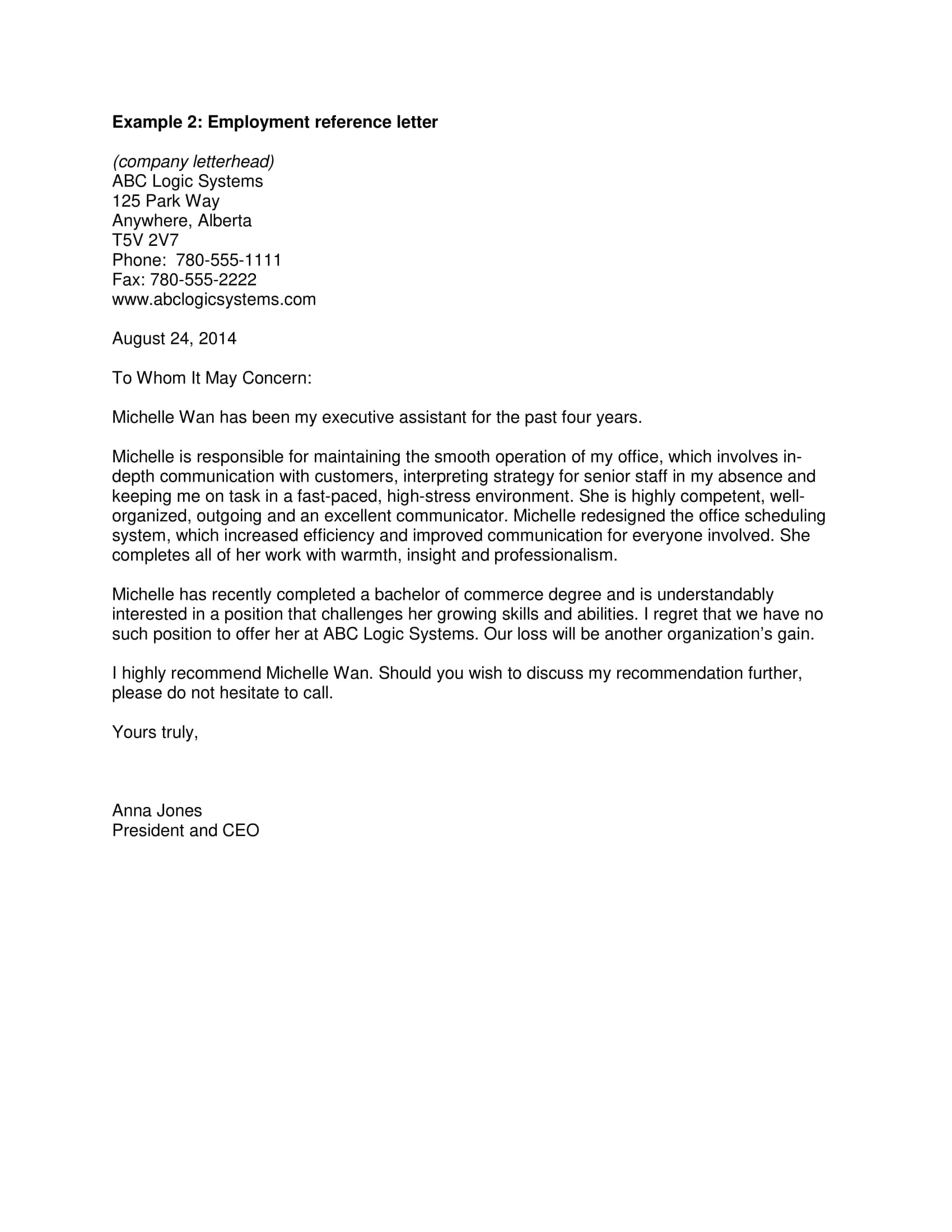 9+ Reference Letter From A Previous Employer Examples – Pdf With Letter Of Rec Template