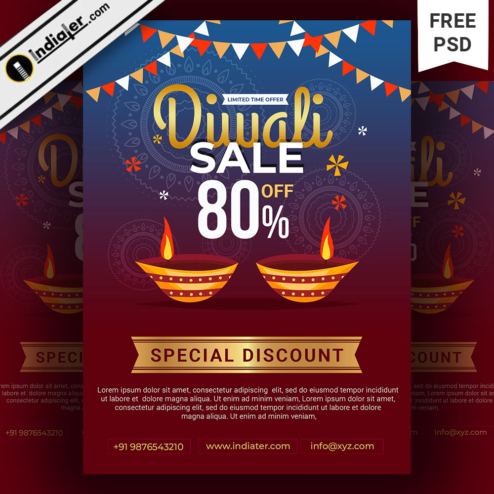 A4 Size Diwali Festival Sale Poster Flyer Template – Indiater Within Offer Flyer Template