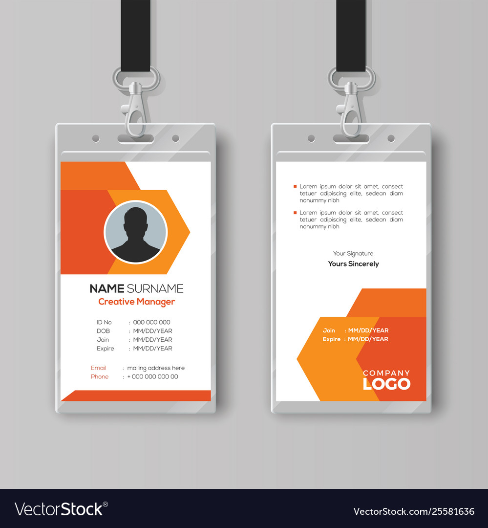 Abstract Orange Id Card Design Template For Id Card Template Ai