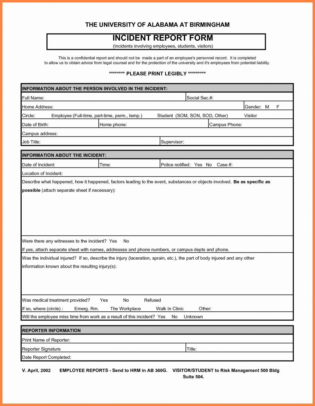 Accident Report Template Examples South Frica Form Example Regarding Hse Report Template