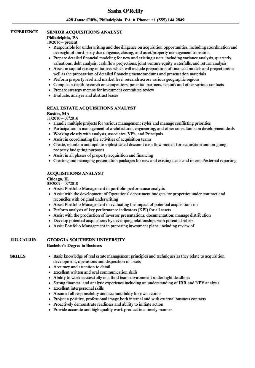 Acquisitions Analyst Resume Samples | Velvet Jobs With Mergers And Inquisitions Resume Template
