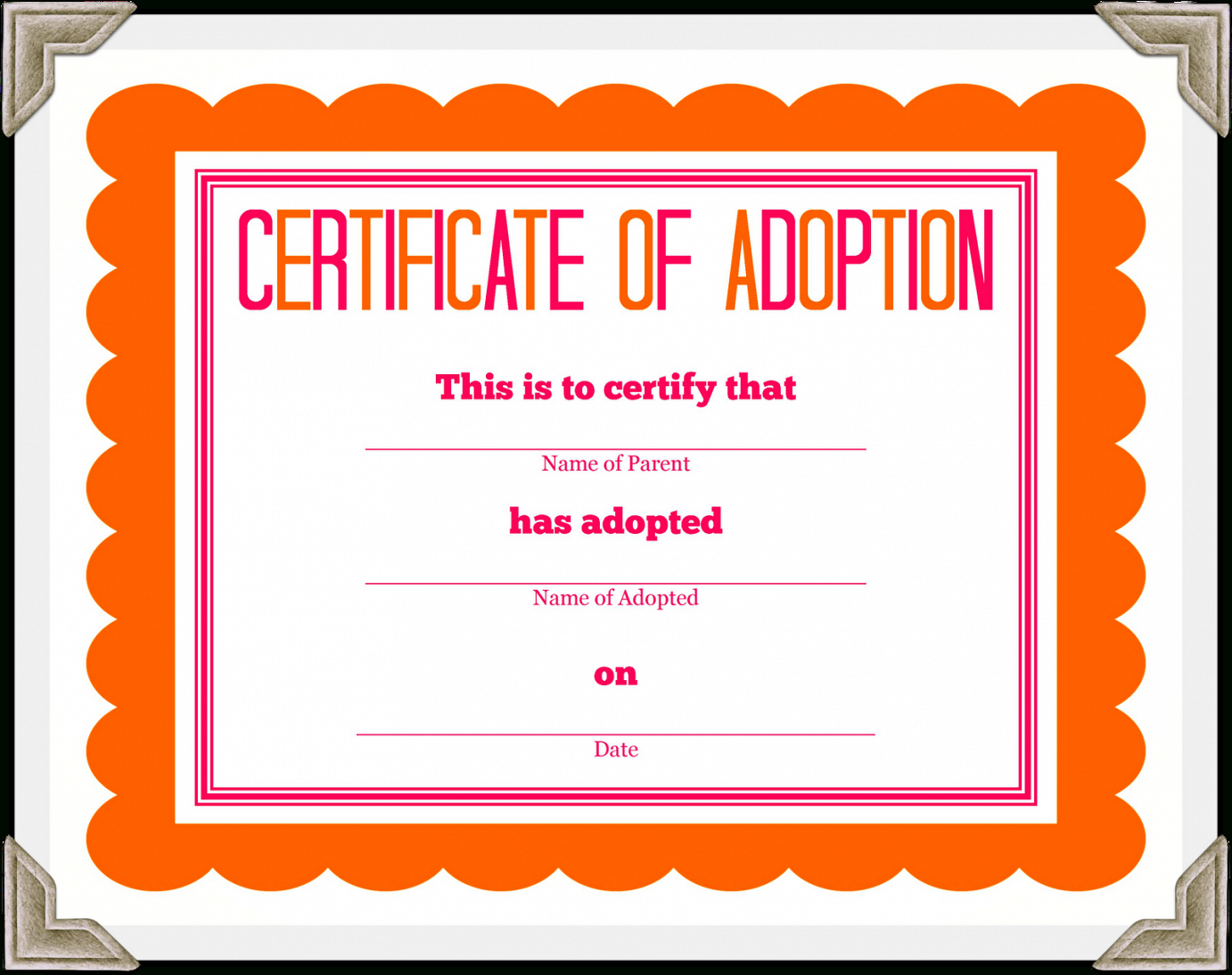 Adoption Certificate Template – Certificate Templates With Math Certificate Template