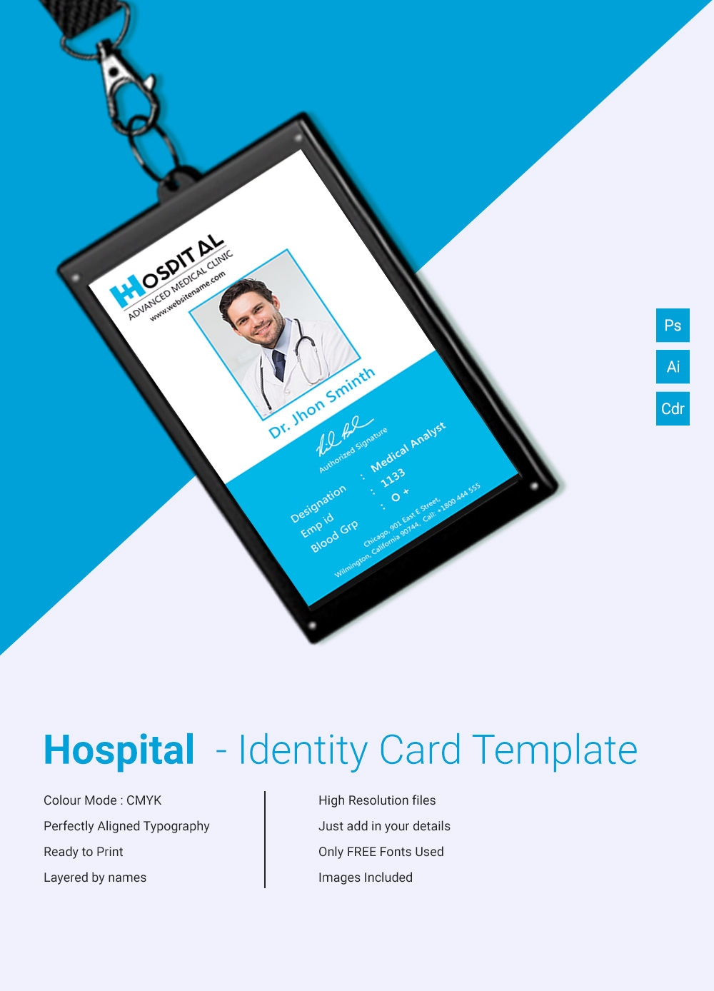 Amazing Hospital Identity Card Template Download | Free Within Id Card Template Word Free