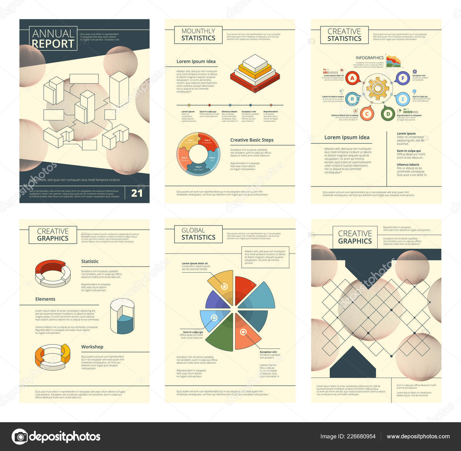 Annual Report Template. Report Business Company Presentation With Illustrator Report Templates