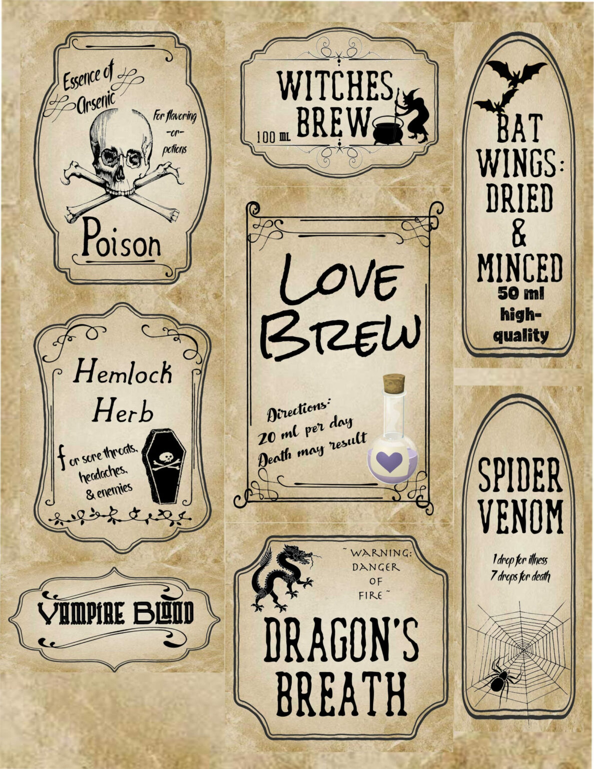 Harry Potter Food Label Template Free