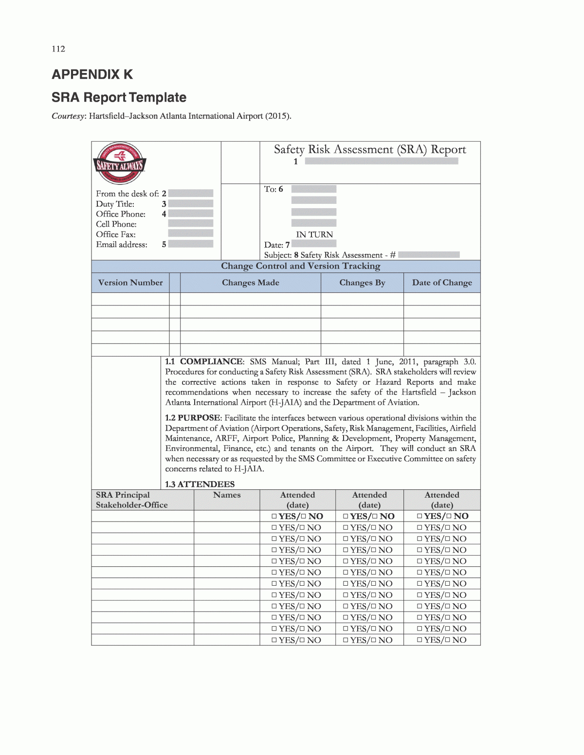 Appendix K – Sra Report Template | Airport Safety Risk Within It Management Report Template