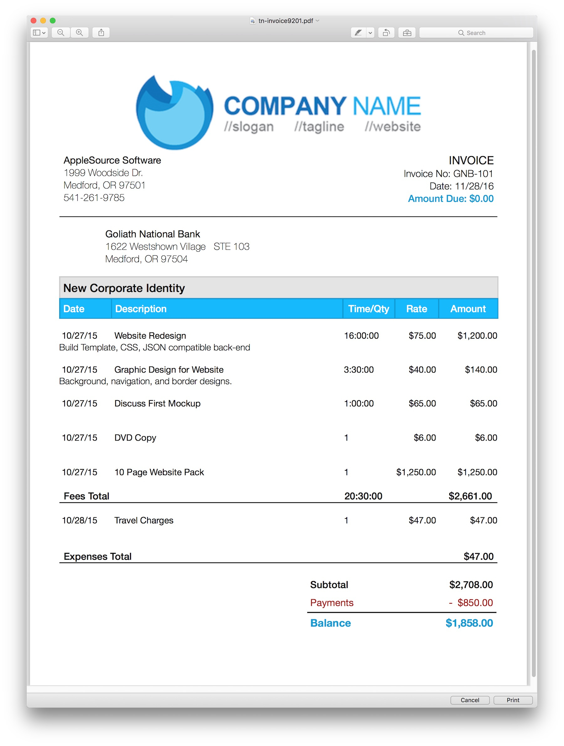 Applesource Software > Timenet Invoice Templates – Time For Invoice Template For Pages