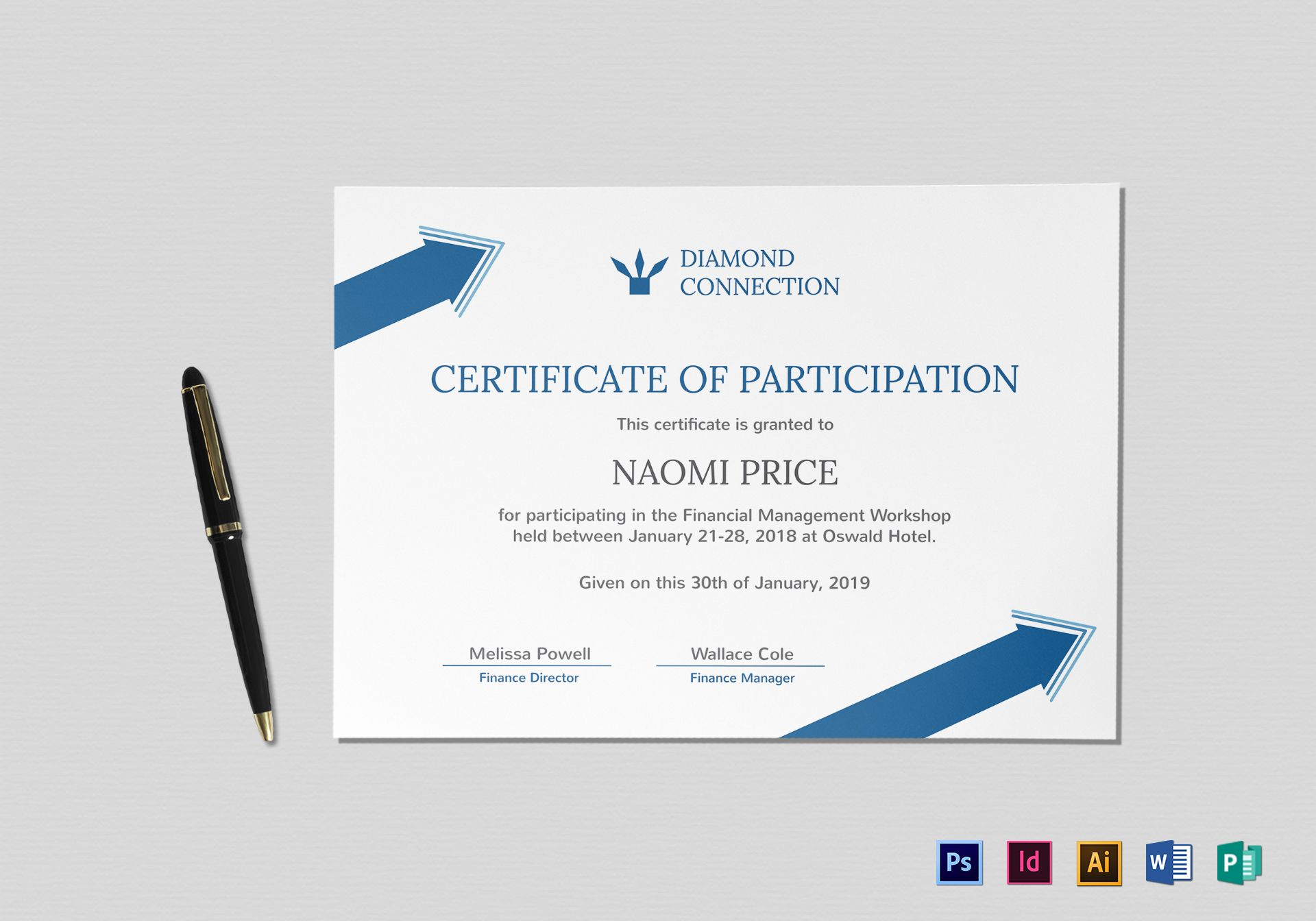Arrow Style Participation Certificate Template Pertaining To Indesign Certificate Template
