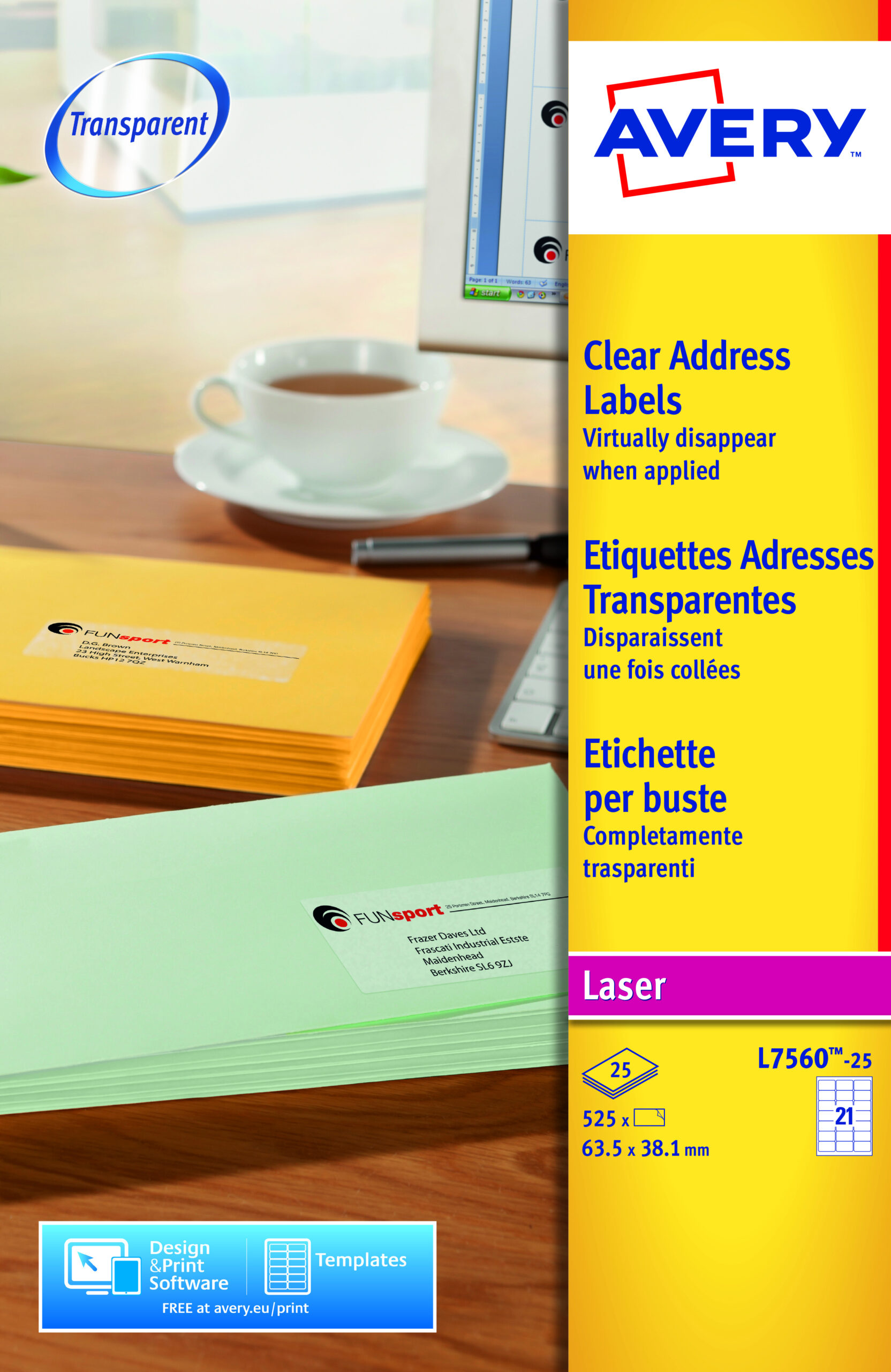 Avery Laser Address Labels 63.5X38.1 21 Per Sheet Clear In Label Printing Template 21 Per Sheet