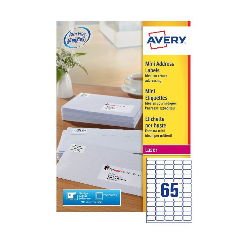 Avery Laser Mini Address Labels 65 Per Sheet 38.1X21.2Mm (Pack Of 6500)  L7651H Within Label Template 65 Per Sheet
