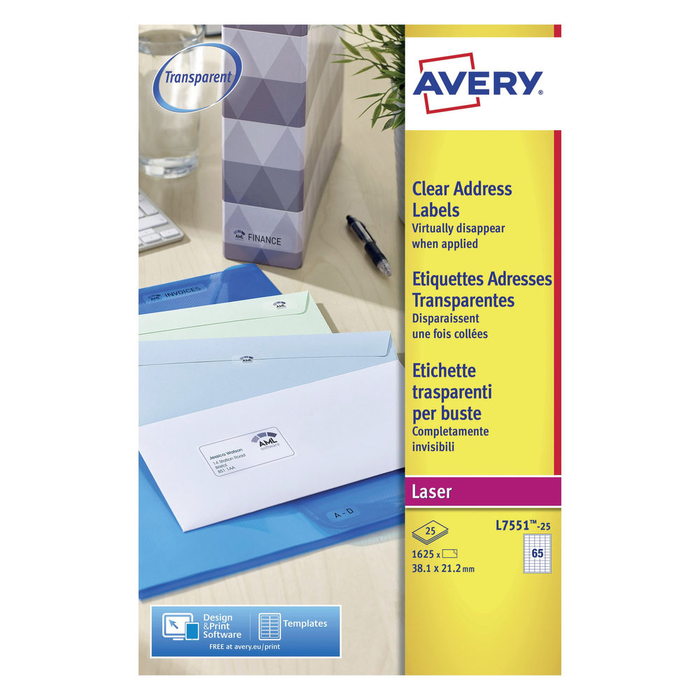 Avery Laser Mini Labels 38X21Mm 65 Per Sheet Clear (1625 Within Label Template 65 Per Sheet