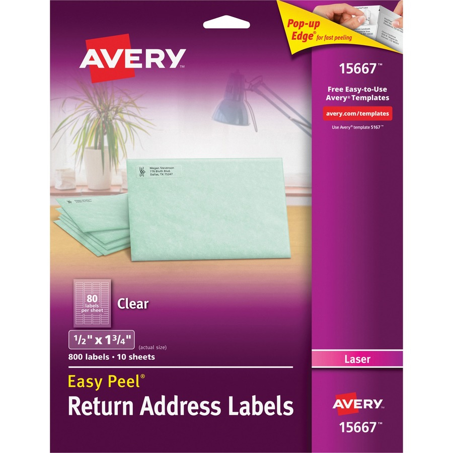 Avery® Matte Clear Return Address Labels, Sure Feed(Tm Within Label Template 80 Per Sheet