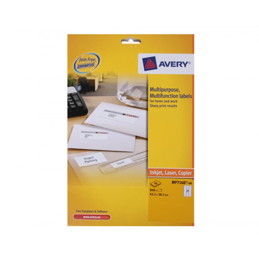 Avery Multi Purpose Labels 63.5X38.1Mm 21 Per Sheet 40 Sheets Inside Label Printing Template 21 Per Sheet