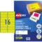 Avery Signalling Labels Fluoro Yellow 25 Sheets 16 Per Page For Labels 16 Per Page Template