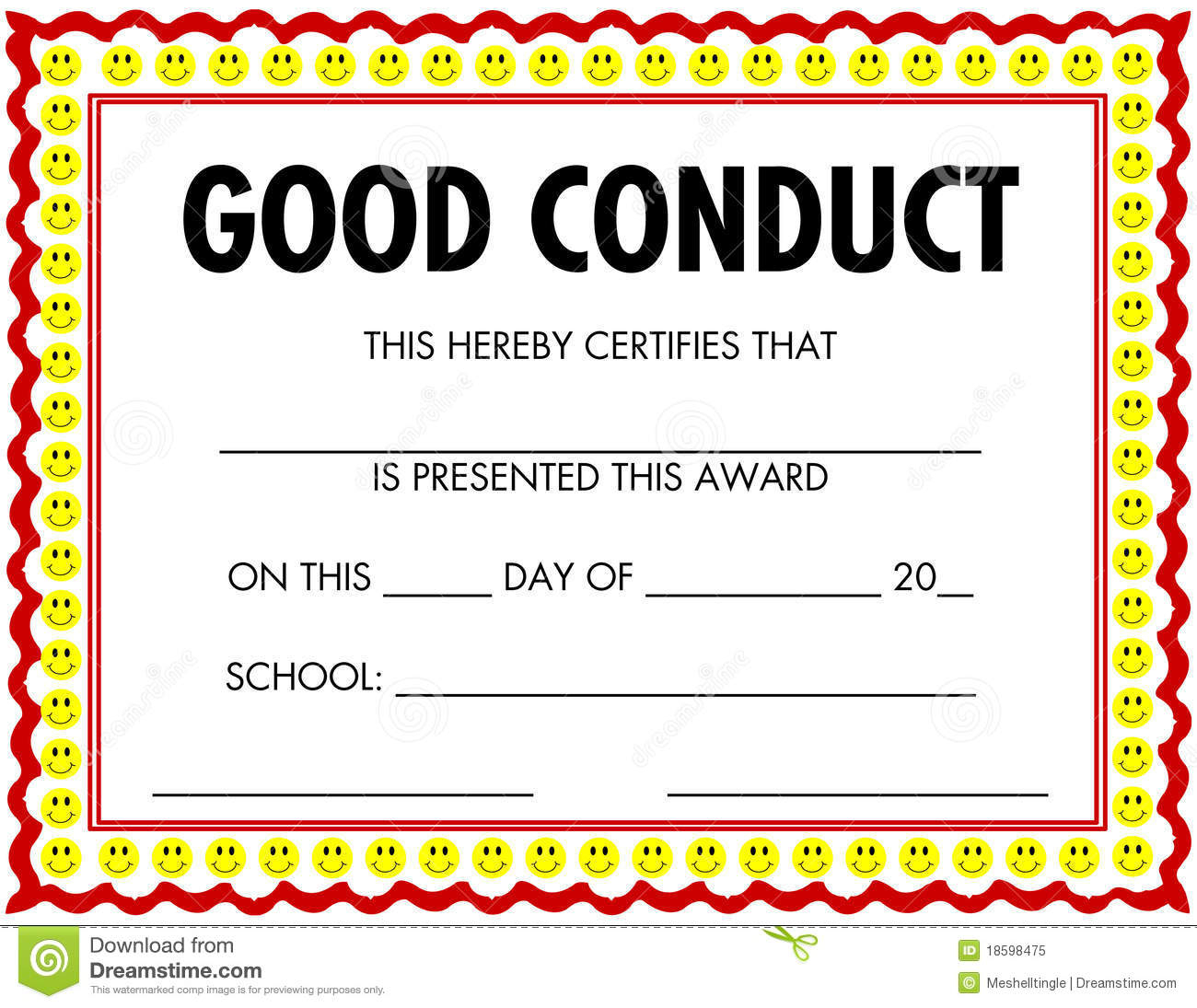 Award Certificate Good Conduct Stock Vector - Illustration Within Good Conduct Certificate Template