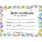 Baby Birth Certificate Template – Colona.rsd7 Intended For Girl Birth Certificate Template