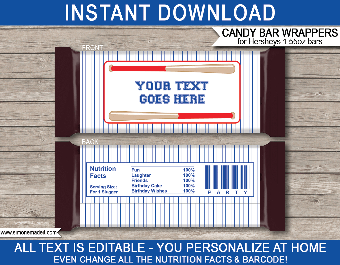 Baseball Hershey Candy Bar Wrappers Template – Sports Font Inside Hershey Labels Template