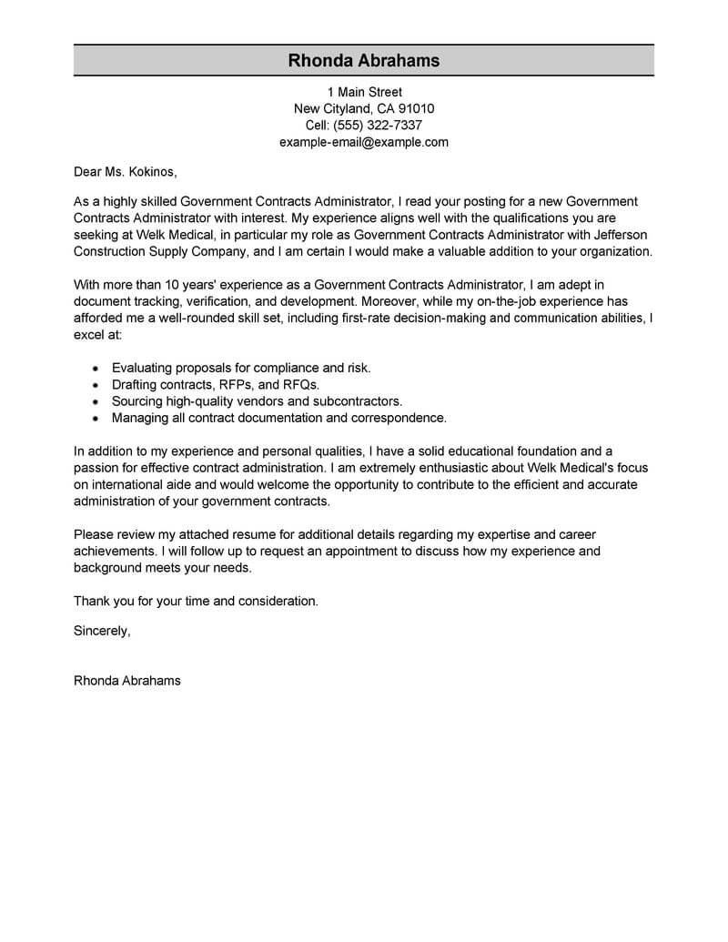 Best Government & Military Cover Letter Examples | Livecareer In Government Proposal Template