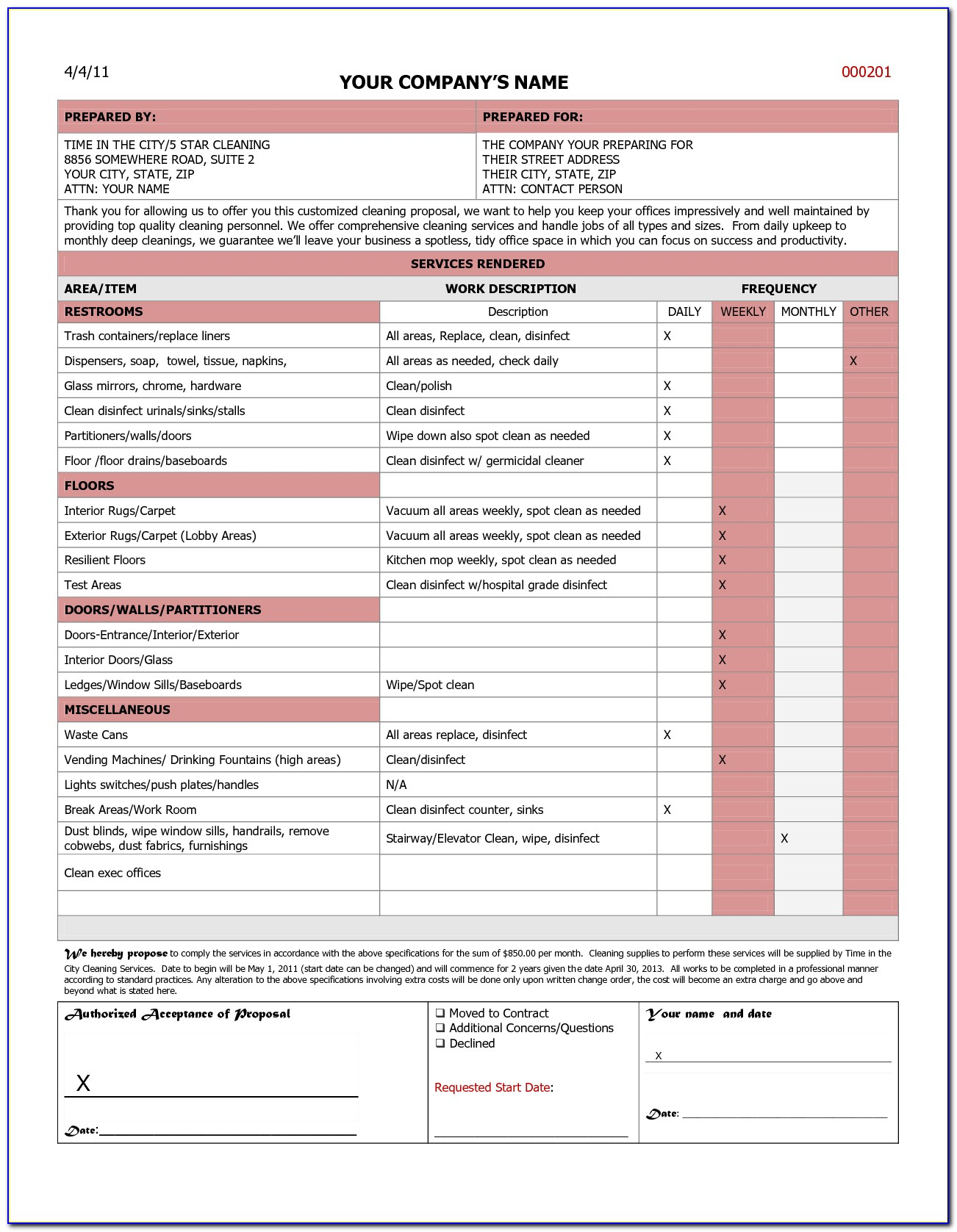 Best S Of Free Cleaning Estimate Form Template Free Free Inside Janitorial Proposal Template
