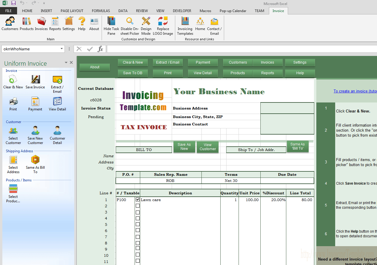 Bill Format For Landscaping Service Inside Lawn Care Invoice Template Word