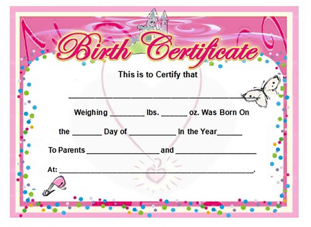 Birth Certificate Template And To Make It Awesome To Read Regarding Girl Birth Certificate Template