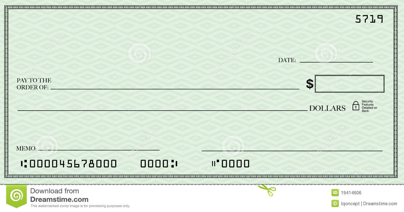 Blank Check With Open Space For Your Text Stock Illustration Intended For Large Blank Cheque Template