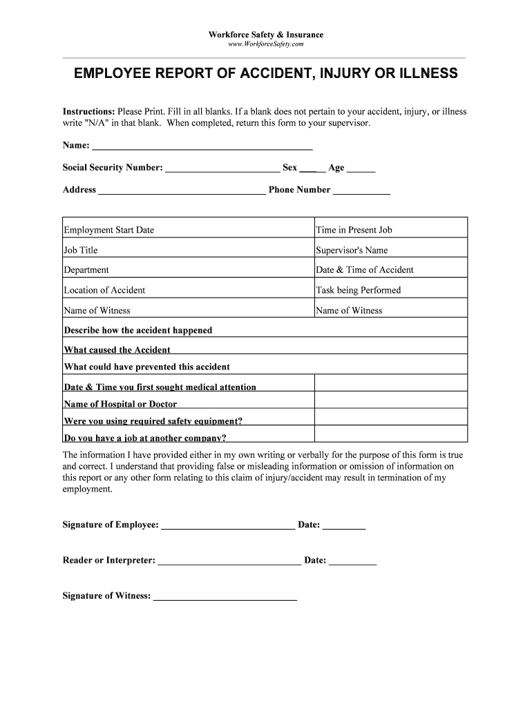 Blank Incident And Injury Report Pdf – Fill Online Throughout Office Incident Report Template