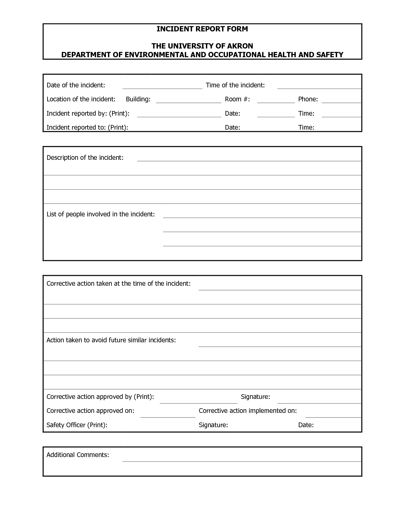 Blank Incident Report Form Template ] – Blank Incident Pertaining To Incident Report Book Template