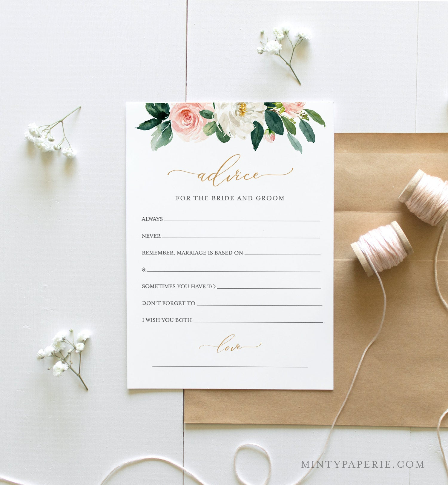 Bridal Shower Advice Card, Wedding Advice For The Bride And Within Marriage Advice Cards Templates