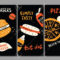 Burger, Hot Dog, Pizza. Set Of Funny Hand Drawn Flyer Templates For Hot Dog Flyer Template