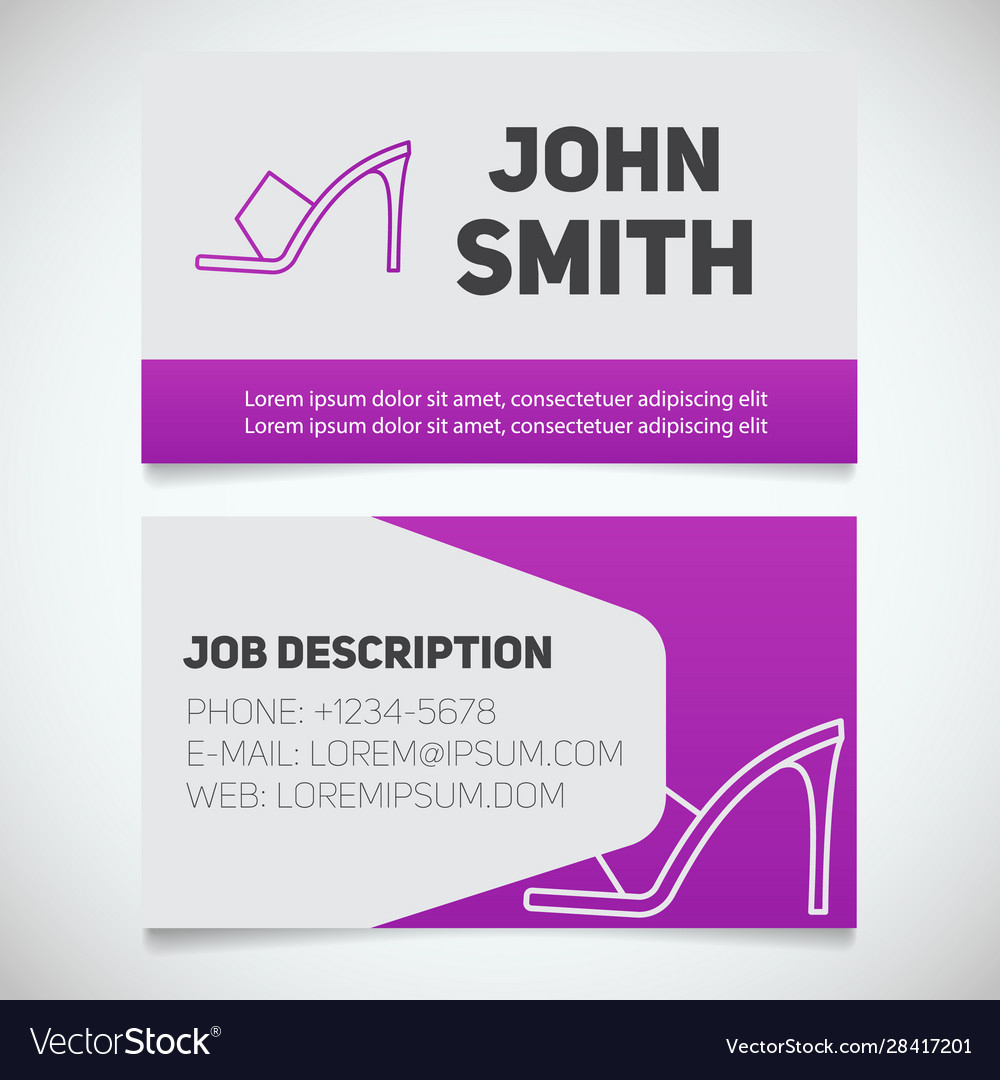 Business Card Print Template With High Heel Shoe Throughout High Heel Shoe Template For Card