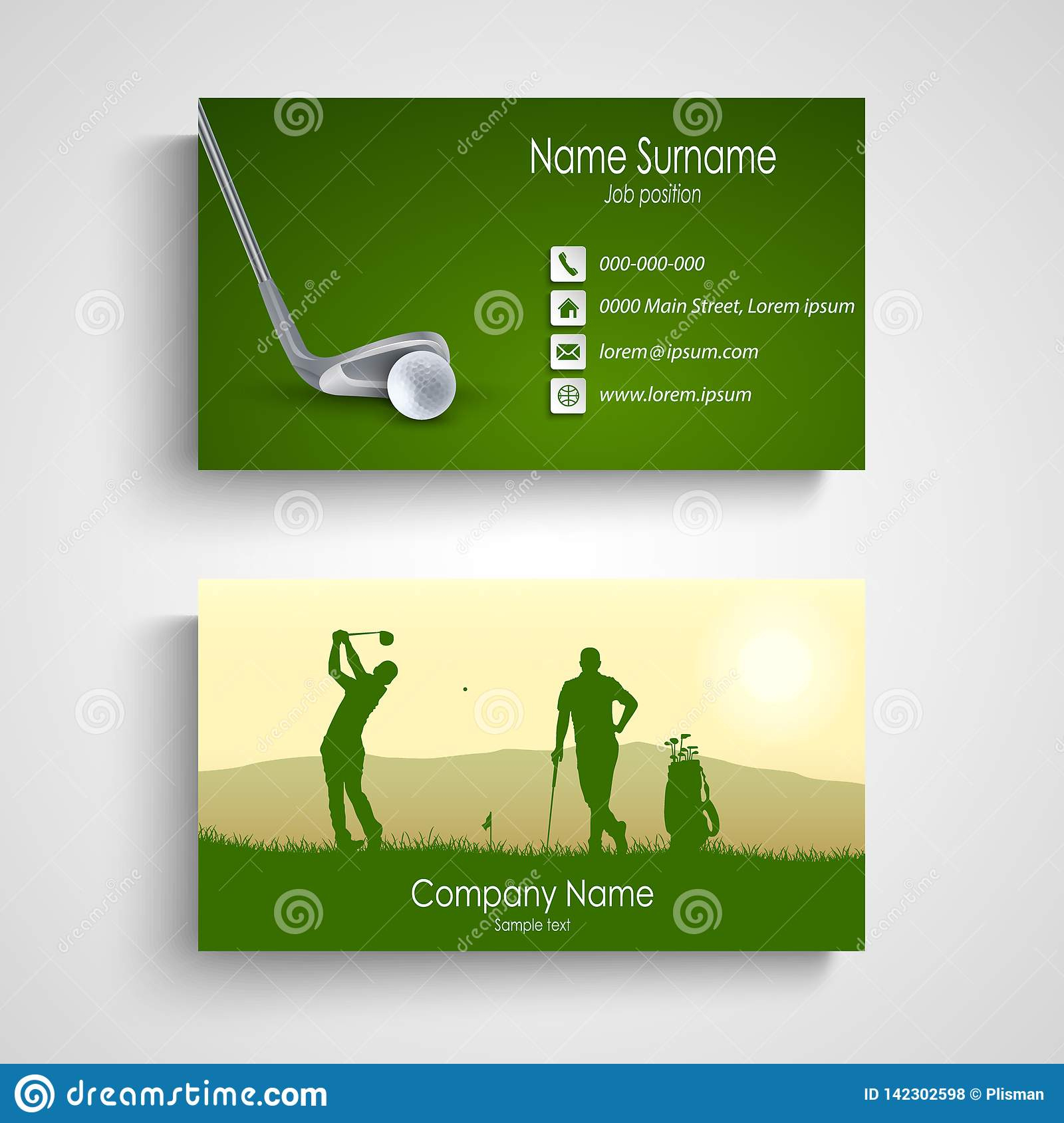 Business Card With Green Golf Design Template Stock Vector In Golf Gift Certificate Template