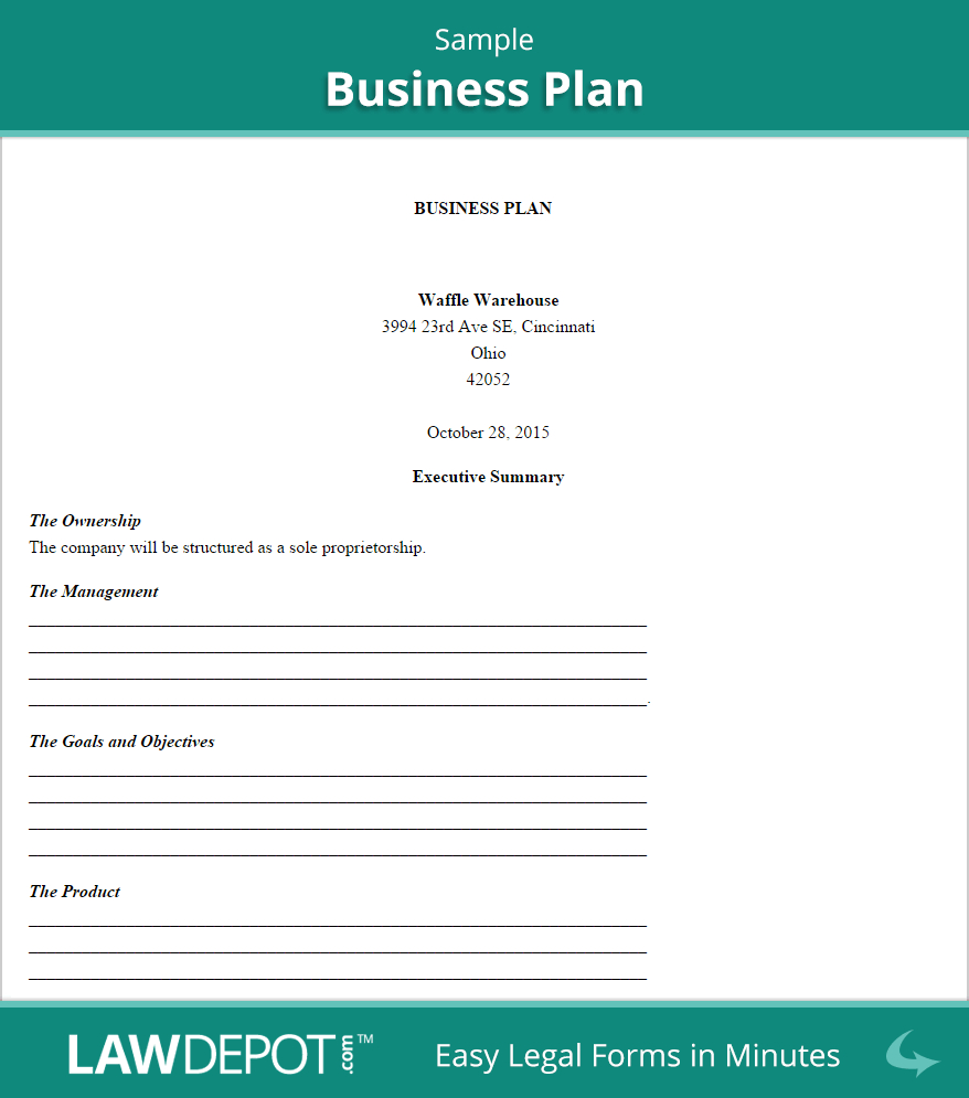 Business Plan Template (Us) | Lawdepot In How To Put Together A Business Plan Template