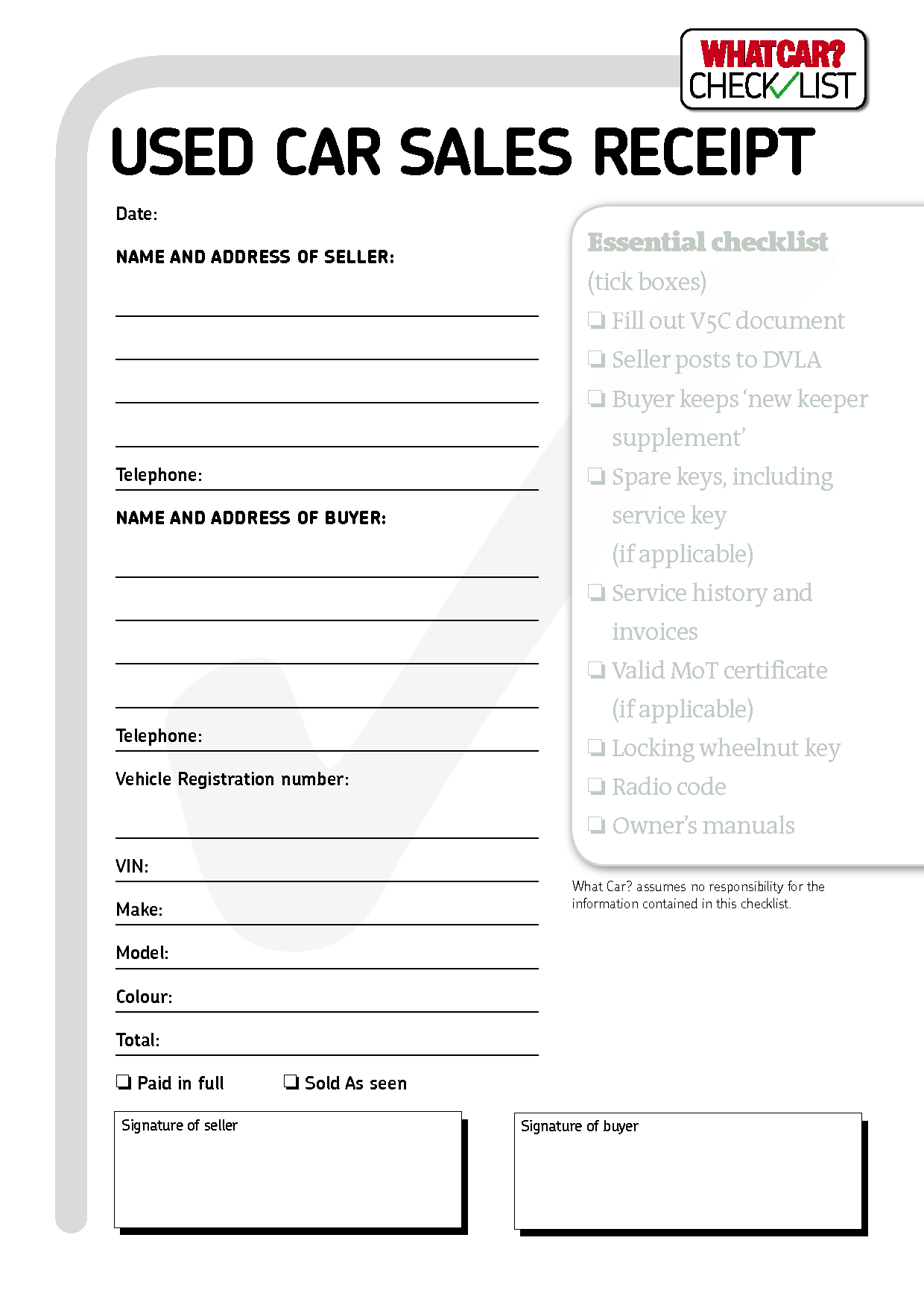 Car Sales Invoice Template Free Download | Invoice Example Regarding Invoice Checklist Template