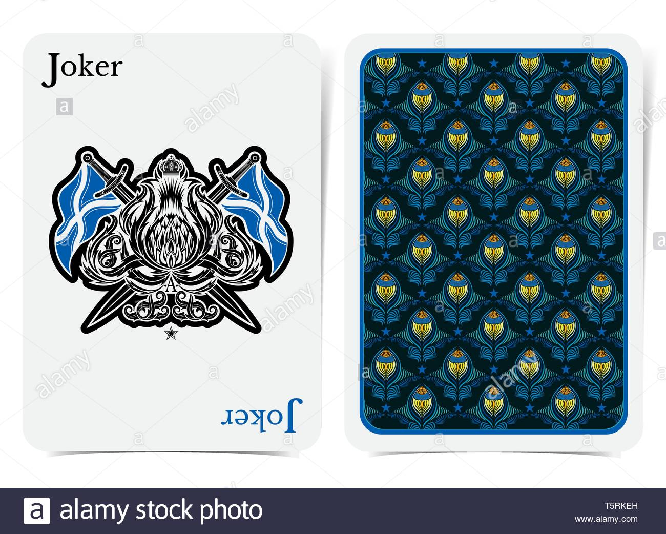 Card Face Of Joker With Thistle Plant Pattern With Crossed Within Joker Card Template