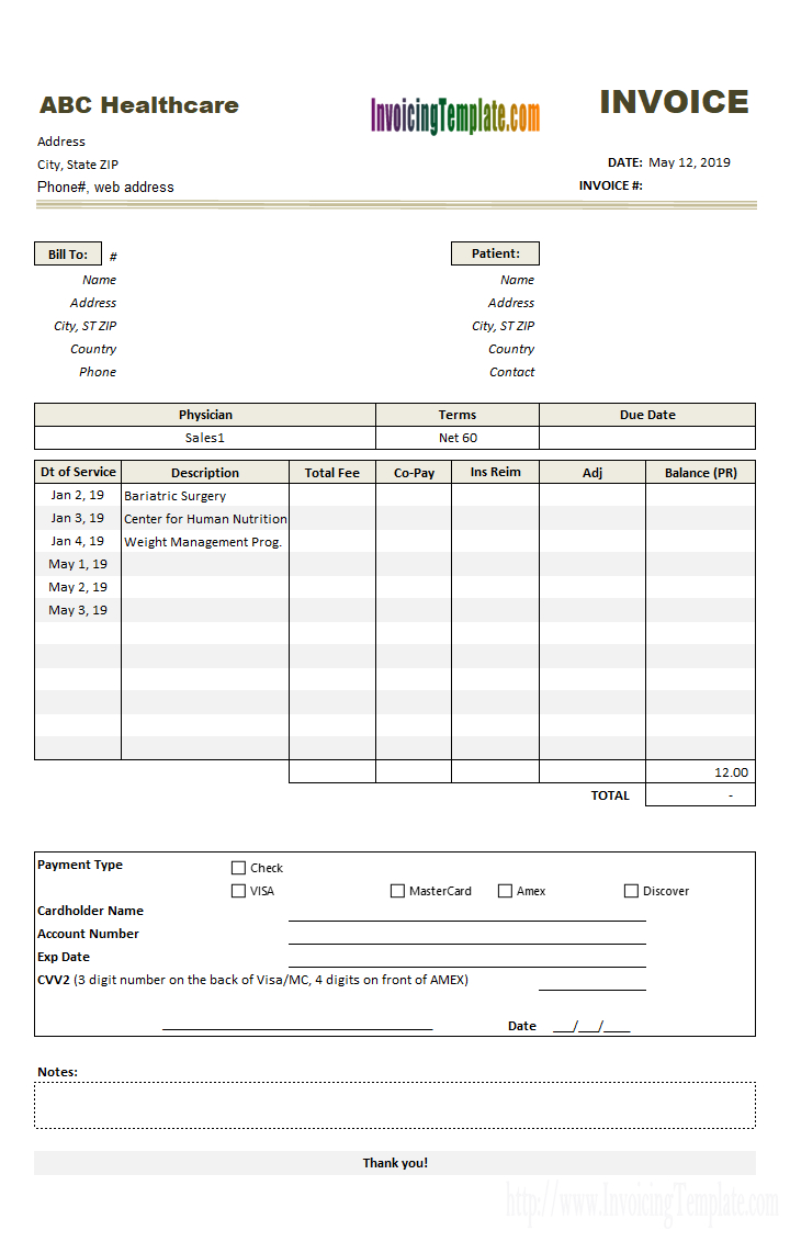 Caregiver Billing Form In Home Health Care Invoice Template