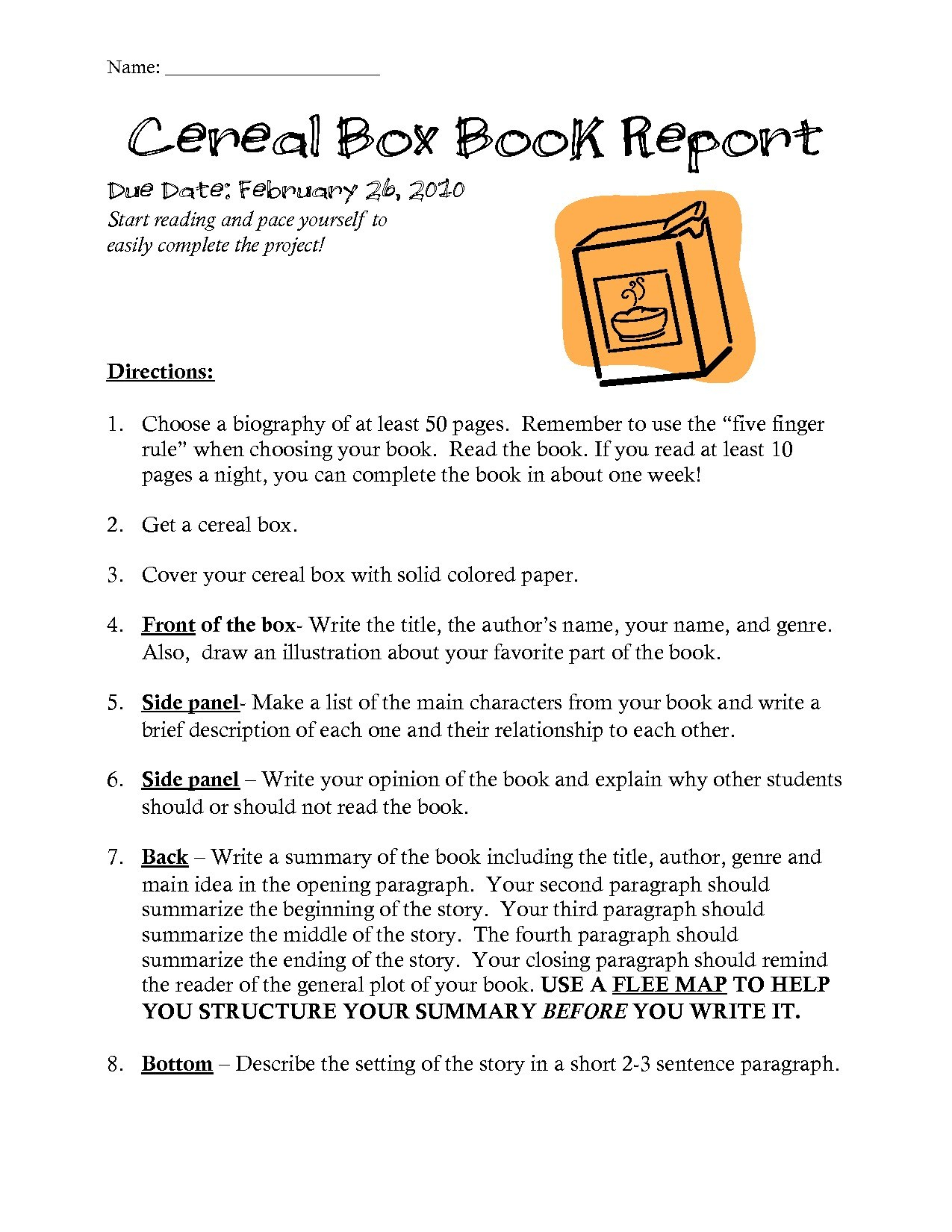 Cereal Box Biography Template For Mobile Book Report Template