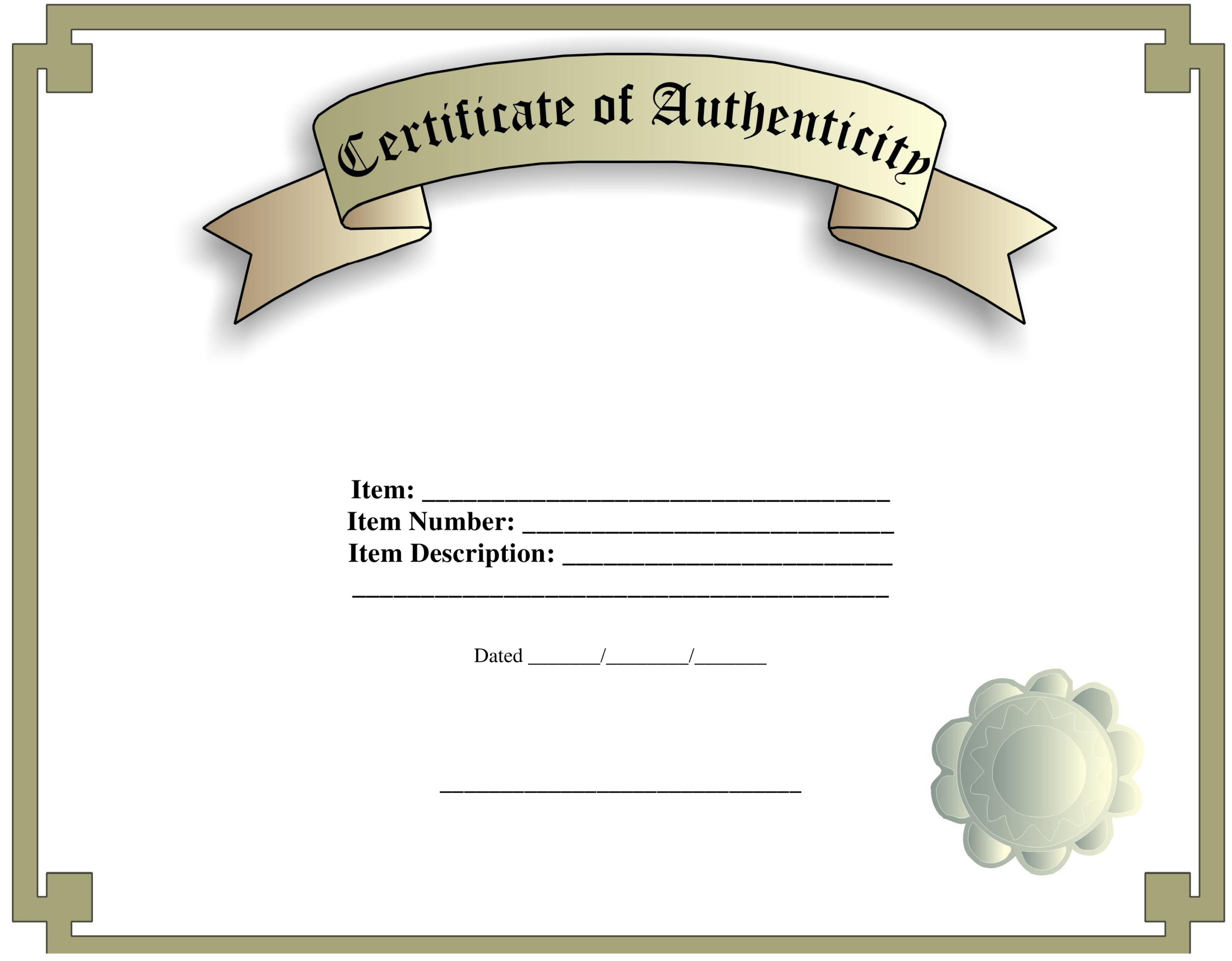 Certificate Of Authenticity Template | Templates At Pertaining To Letter Of Authenticity Template