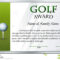 Certificate Template For Golf Award Stock Vector inside Golf Certificate Template Free