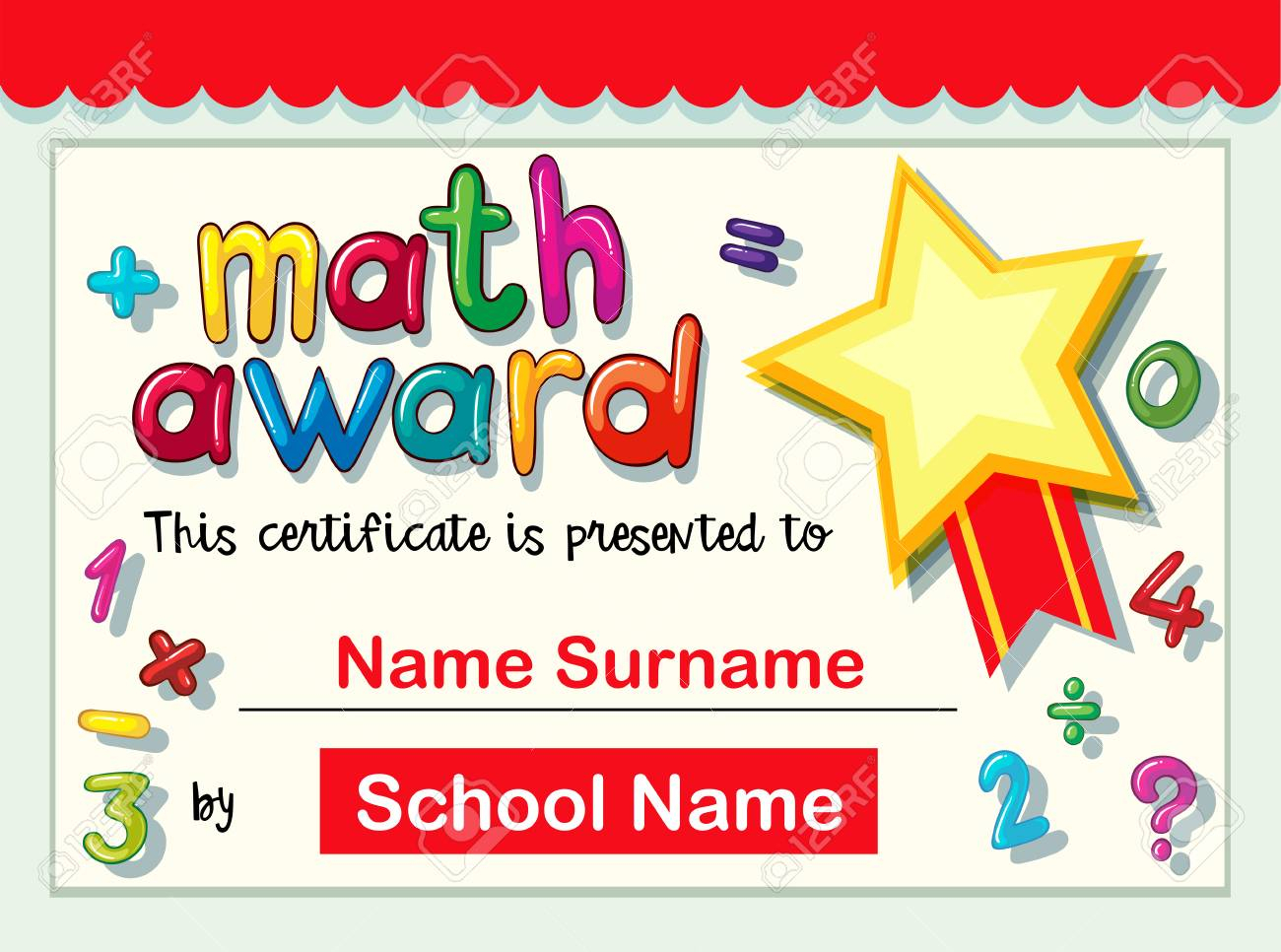 Certificate Template For Math Award Illustration In Math Certificate Template