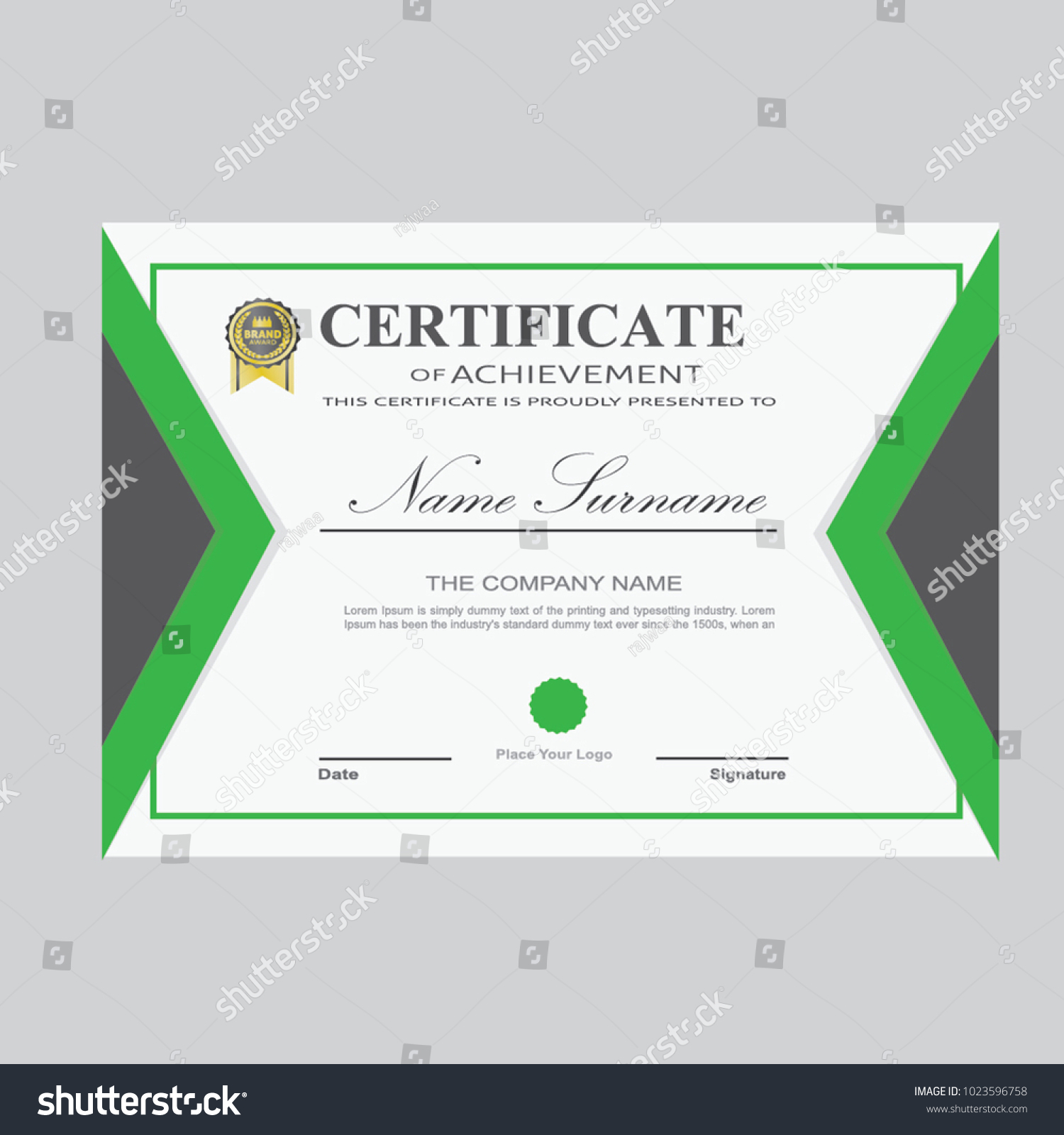 Certificate Template Modern A4 Horizontal Landscape Stock Pertaining To Landscape Certificate Templates
