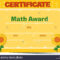 Certificate Template With Sunflowers In Background With Math Certificate Template