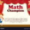 Certification With Girl And Math Theme Vector Image Intended For Math Certificate Template