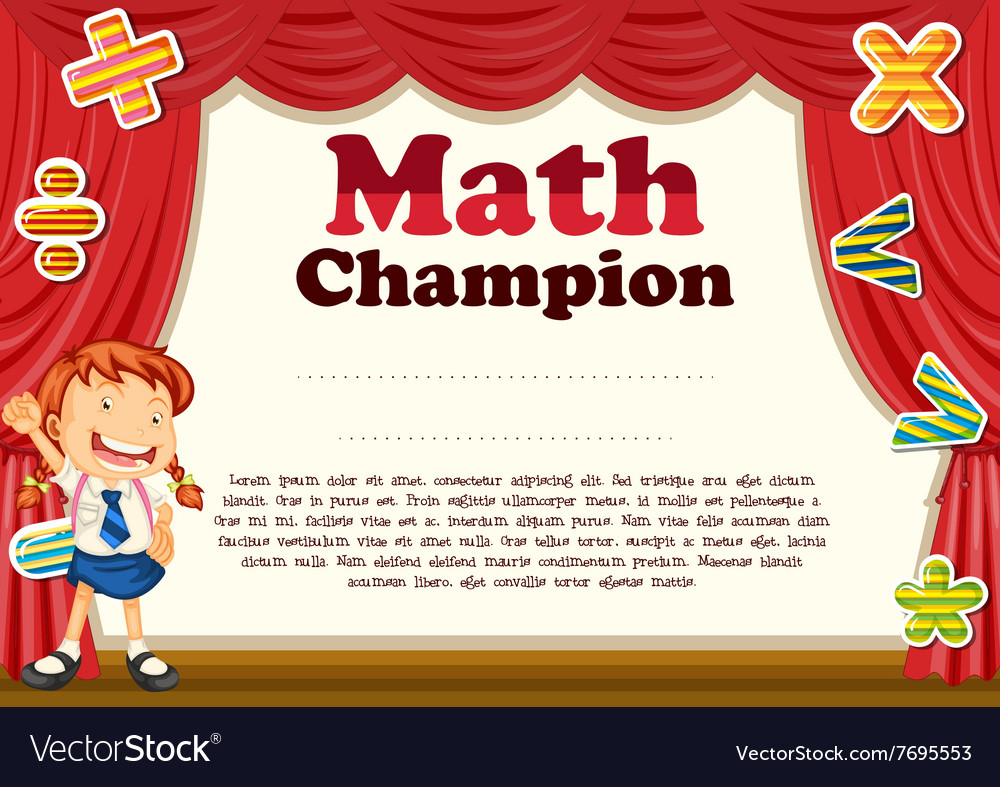 Certification With Girl And Math Theme Vector Image Intended For Math Certificate Template