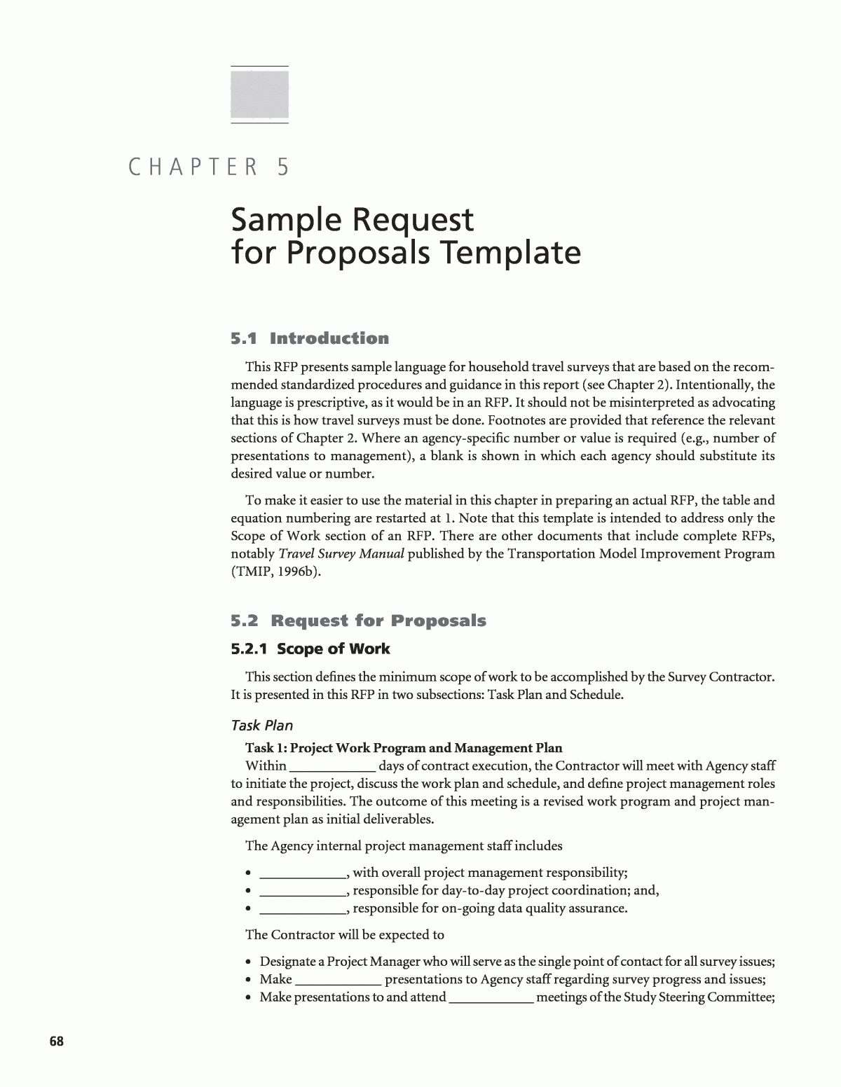 Chapter 5 – Sample Request For Proposals Template For Internal Proposal Template