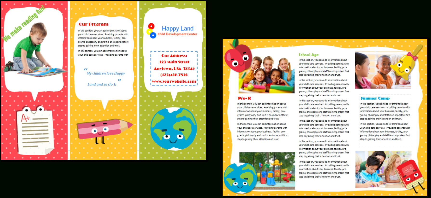 Child Care Brochure Examples – Colona.rsd7 Inside Kindergarten Flyer Template