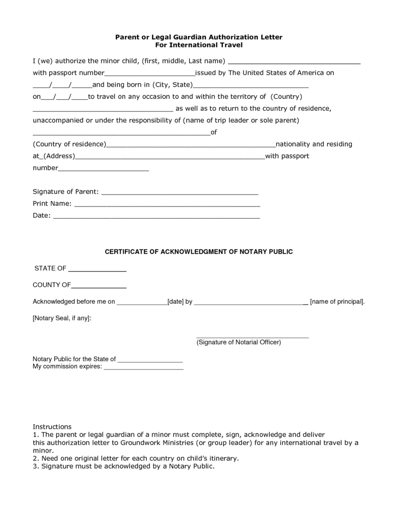 Child Travel Consent Form Notary Fresh Notary Letter Inside Notarized Letter Template For Child Travel