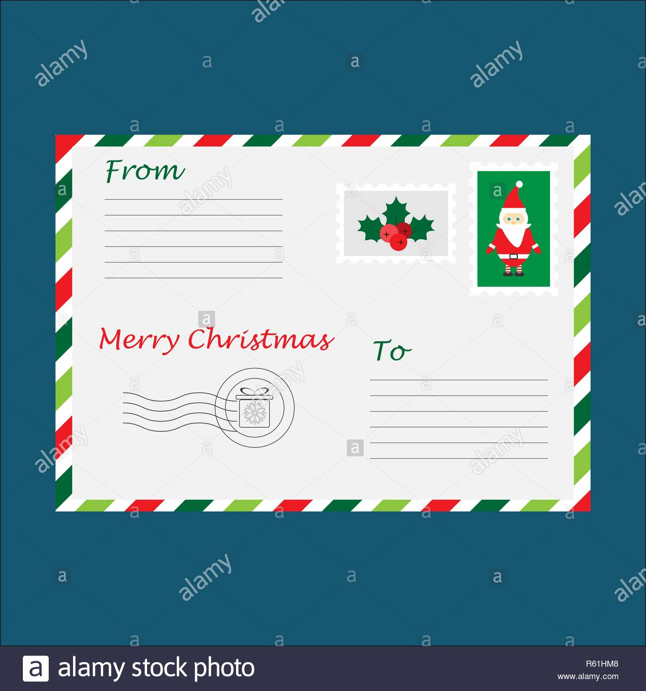 Christmas Envelope For Letter To Santa Claus For Children Intended For Letter I Template For Preschool