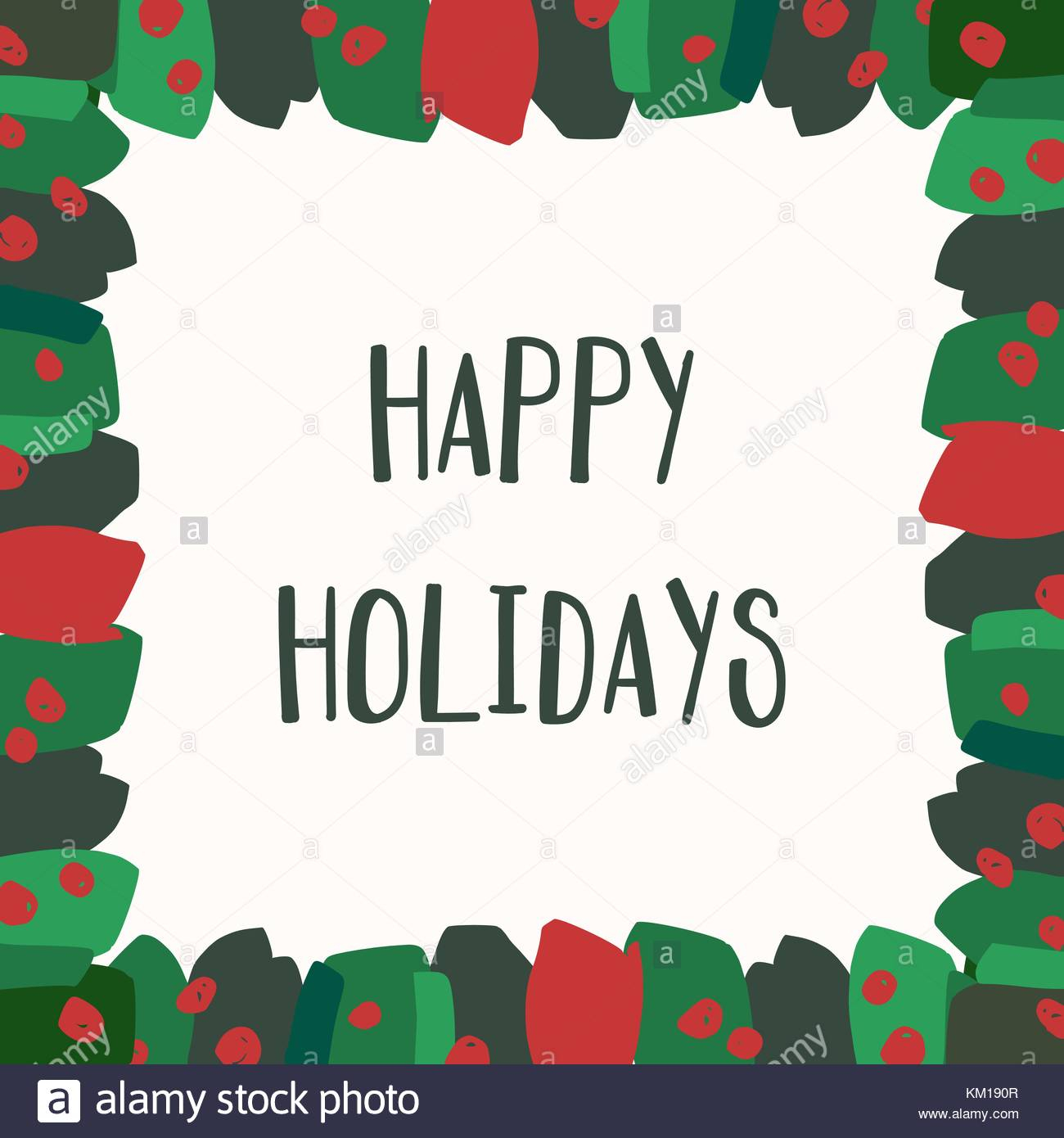 Christmas Greeting Card Template With Green And Red Regarding Happy Holidays Card Template