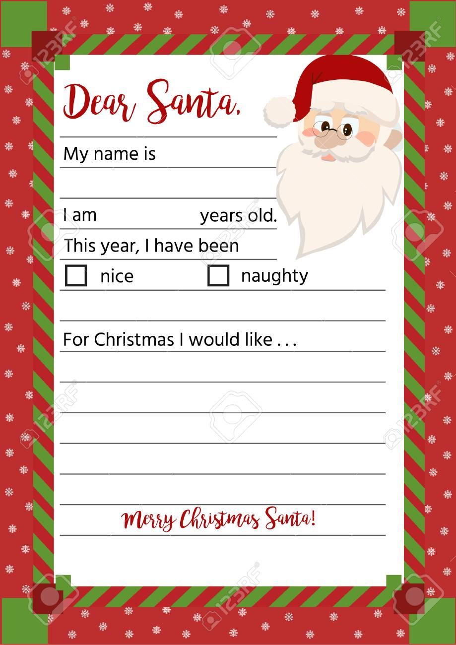Christmas Letter From Santa Claus Template. Layout In A4 Size Within Letter From Santa Claus Template